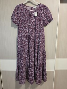 J. Crew Burgundy Floral Tiered Maxi Dress